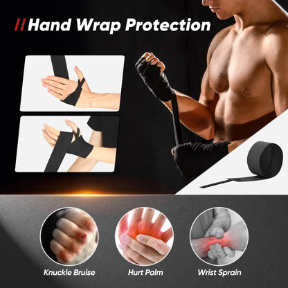 Heavy Punching Bag Kit Hanging Boxing Bag W/ Gloves Chain Ceiling Hook Grip Strengthener