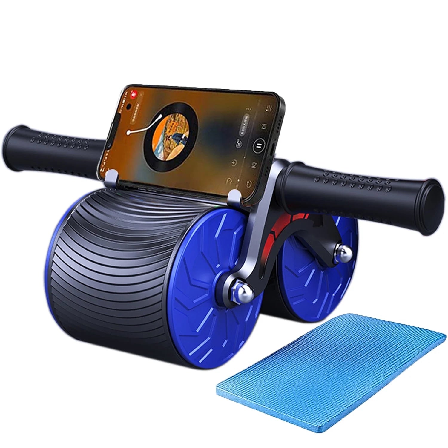 2024 New Ab Abdominal Exercise Roller Elbow Support, Abs Roller Wheel Core Exercise Equipment, Automatic Rebound Abdominal Wheel Blue