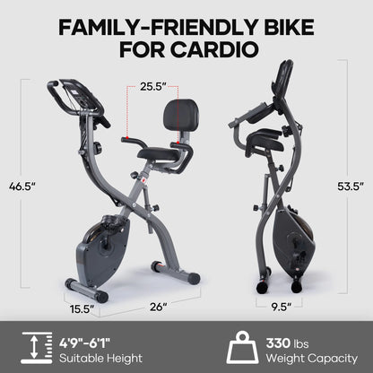 Folding Exercise Bike Magnetic Upright Bike with Pulse Sensor LCD Monitor Indoor Cycling Stationary Exercise Bike Perfect for Home Use