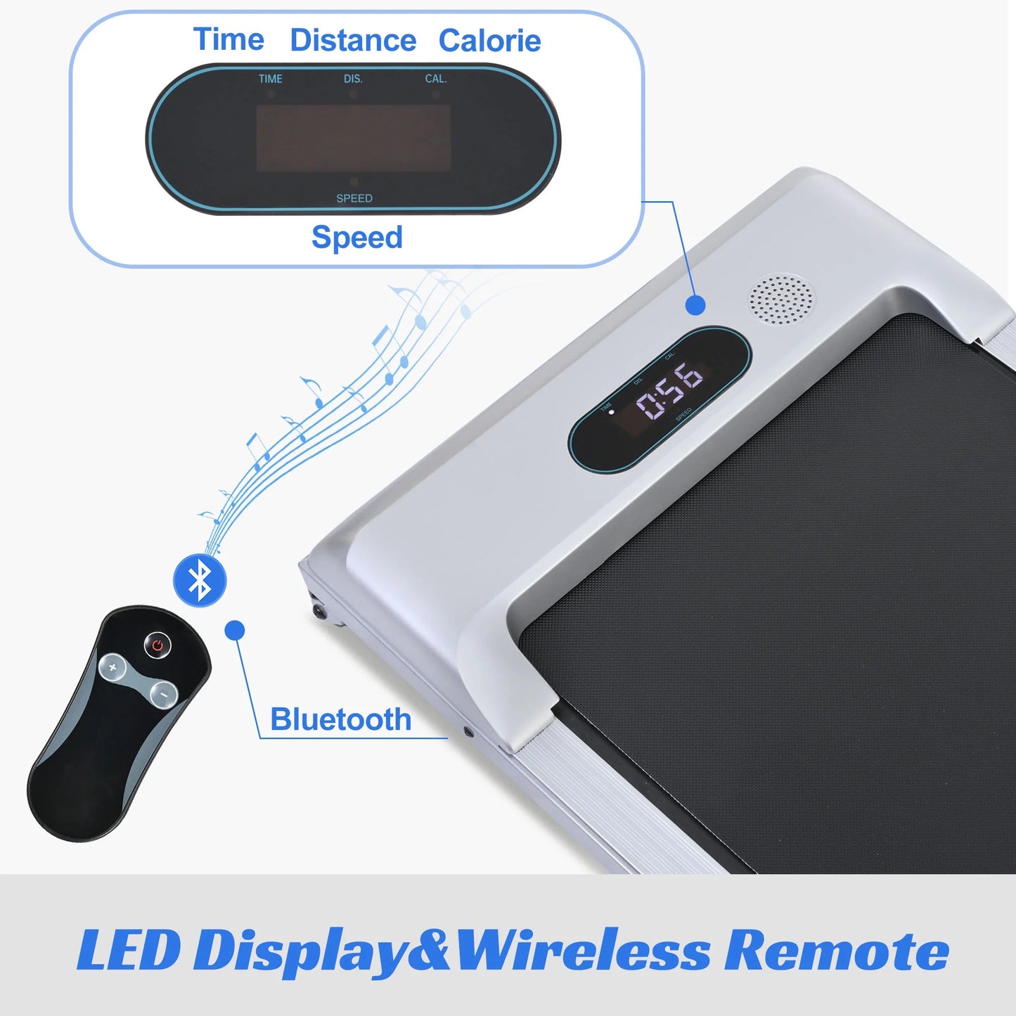 500LBS 3HP Walking Pad,Under Desk Treadmill with 4Mph Speed,47" Longer Quiet and Stable Pad with Bluetooth App,Speaker,Remote Control,Led Display,Portable Walking Pad Treadmill for Home/Office