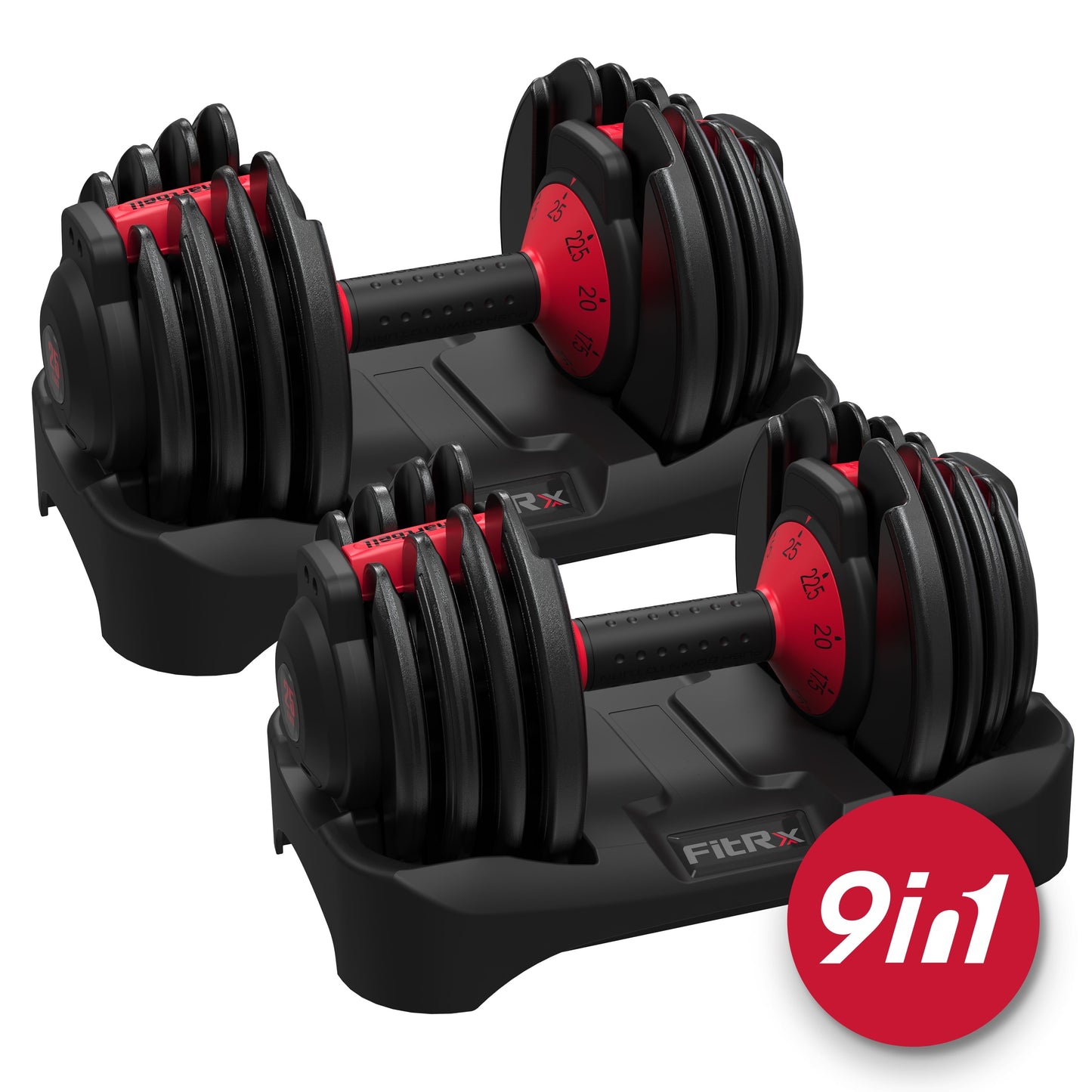 Smartbell 2-Pack, Two 25Lbs. Quick-Select 9 in 1 Adjustable Dumbbell for Home Gym, 5-25Lbs. Weight in 2.5Lbs Increments