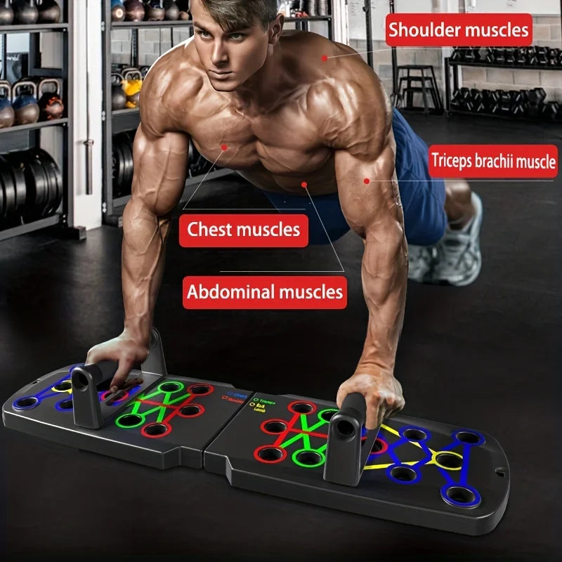 1Pc Multifunctional Folding Push-Up Board for Home and Gym Workouts - Build Strong Chest Muscles and Improve Overall Fitness